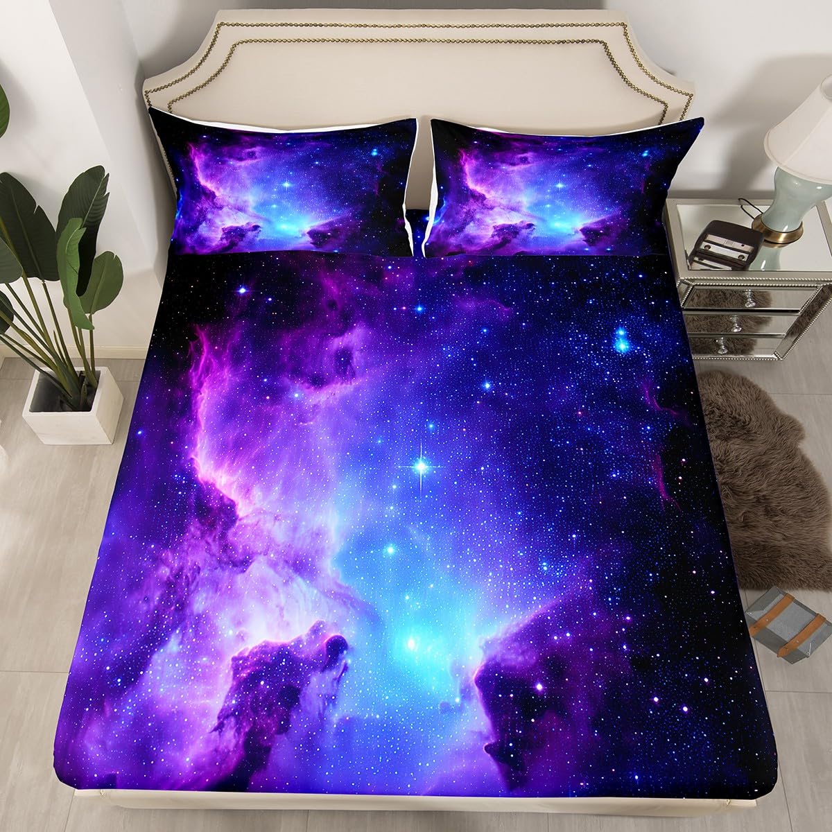 Foto 4 pulgar | Juego De Ropa De Cama Feelyou Galaxy Kids Girls King Con Estrellas Moradas - Venta Internacional.