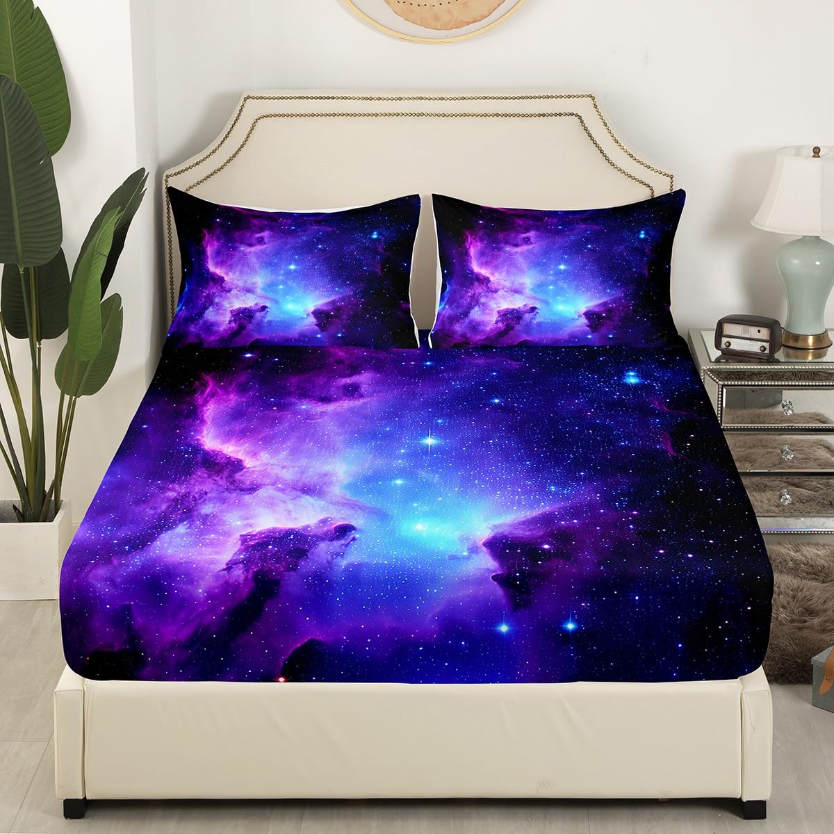 Foto 5 pulgar | Juego De Ropa De Cama Feelyou Galaxy Kids Girls King Con Estrellas Moradas - Venta Internacional.