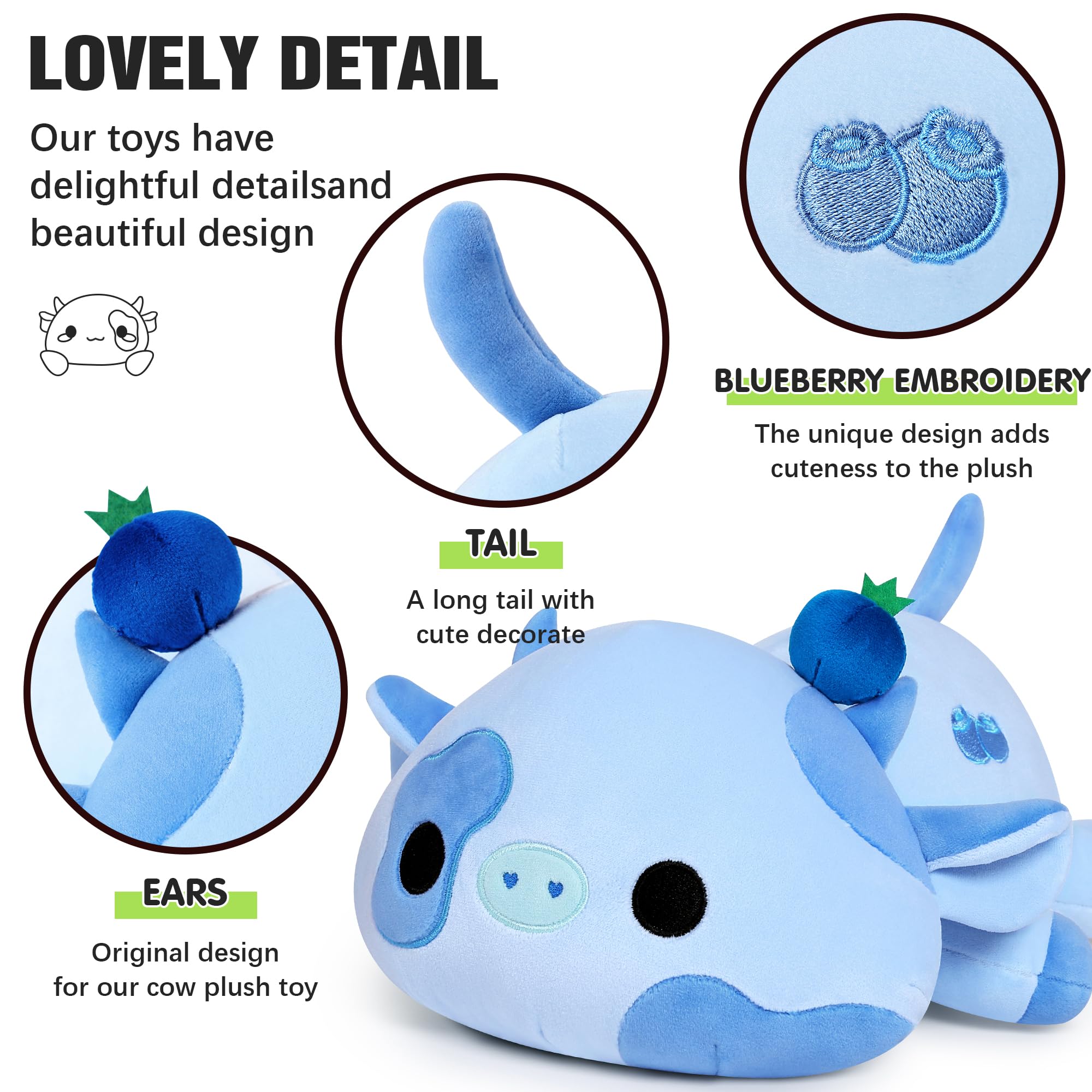 Foto 3 | Almohada De Peluche Onsoyours, Bonita Vaca Y Arándano Para Niños, 30 Cm - Venta Internacional.