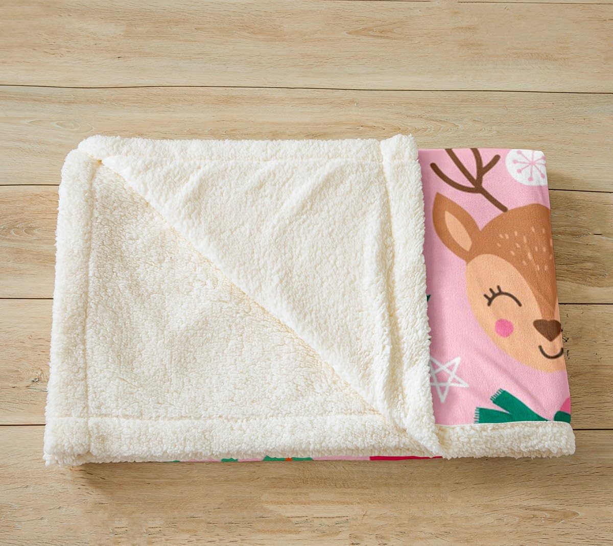 Foto 4 pulgar | Manta Polar Feelyou Kids Rosa Con Diseño De Feliz Navidad - Venta Internacional.