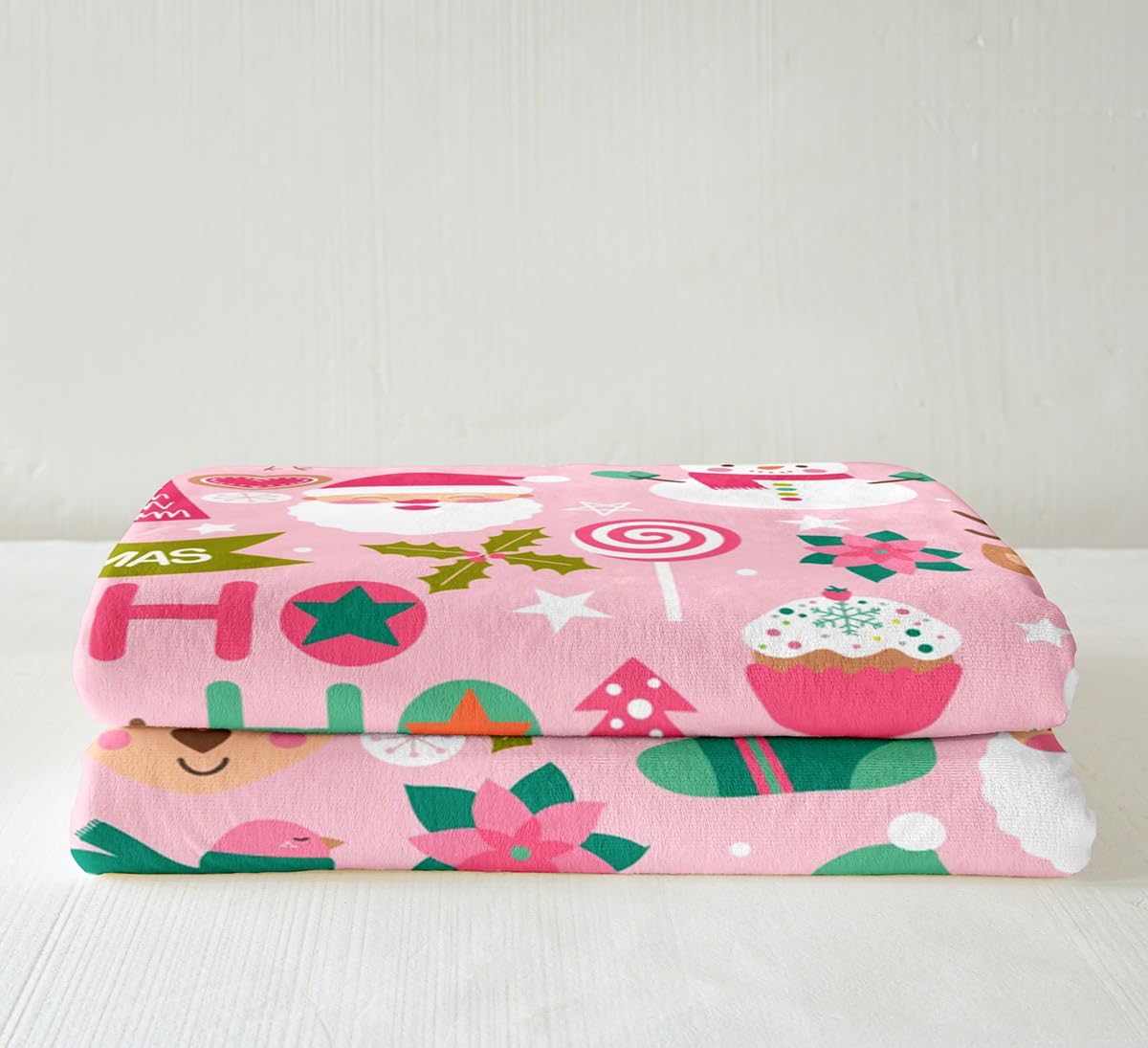 Foto 5 pulgar | Manta Polar Feelyou Kids Rosa Con Diseño De Feliz Navidad - Venta Internacional.
