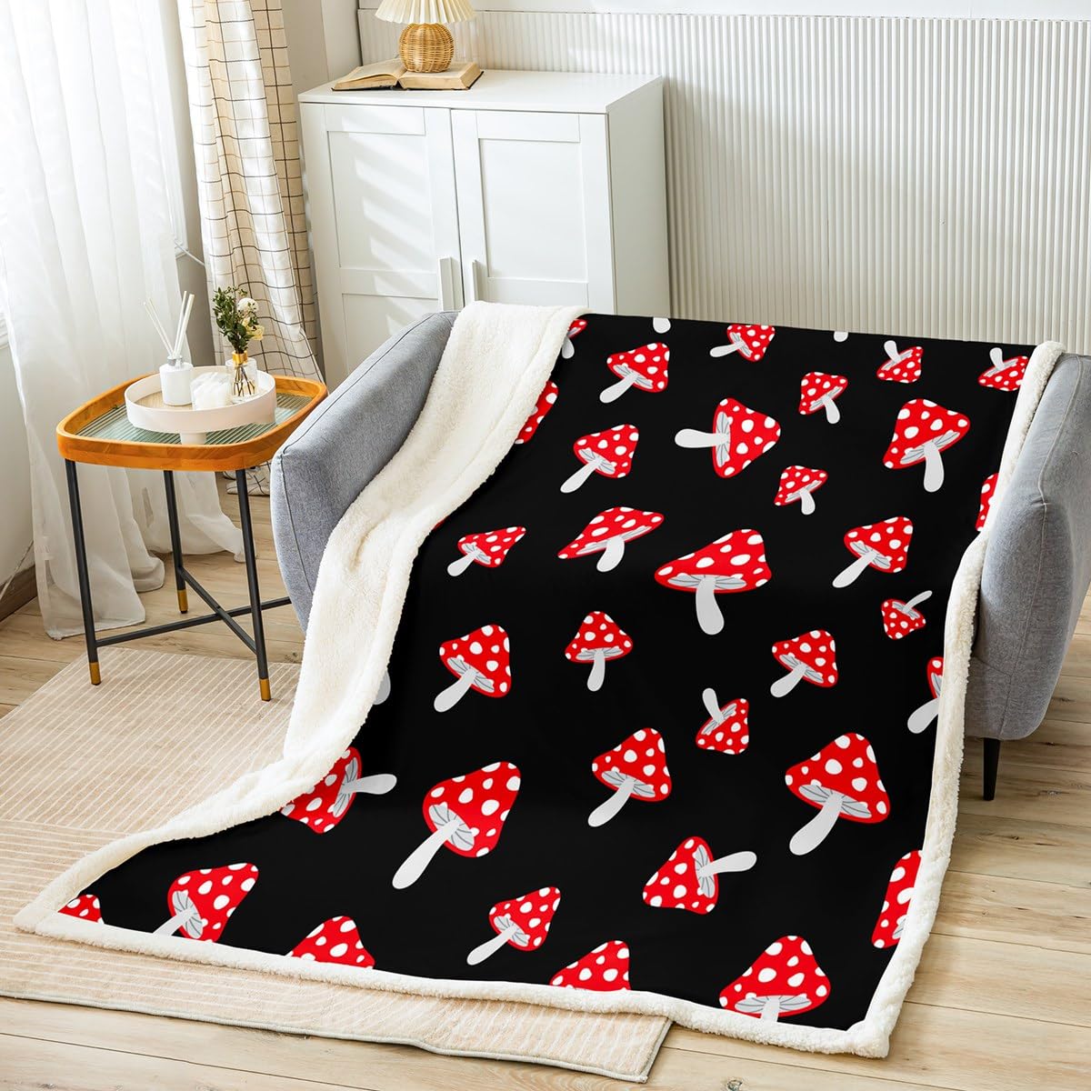 Foto 3 pulgar | Manta Feelyou Cute Mushrooms, Color Rojo, 150 X 200 Cm - Venta Internacional.