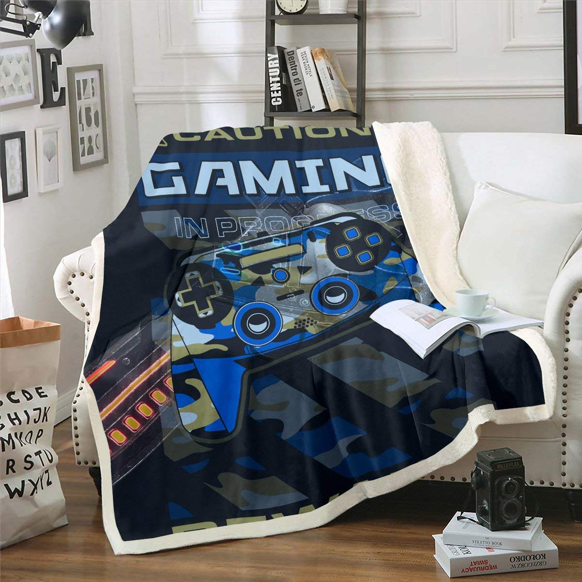 Throw Blanket Erosebridal Gamer Camouflage Gamepad Fleece Twin - Venta Internacional.