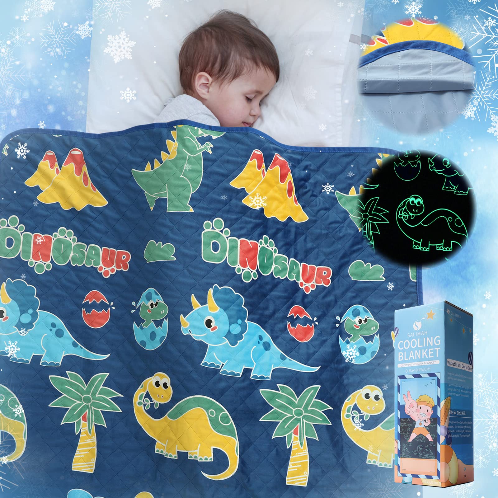 Foto 1 | Manta Refrescante Salimah Q-max, Dinosaurio Que Brilla En La Oscuridad, 50 X 60 Pulgadas - Venta Internacional.