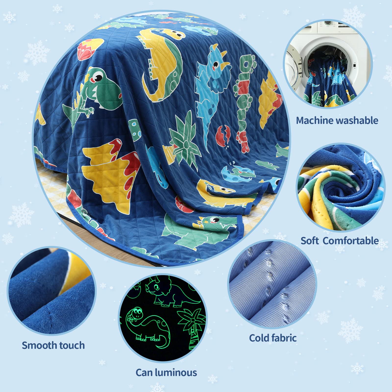 Foto 7 pulgar | Manta Refrescante Salimah Q-max, Dinosaurio Que Brilla En La Oscuridad, 50 X 60 Pulgadas - Venta Internacional.