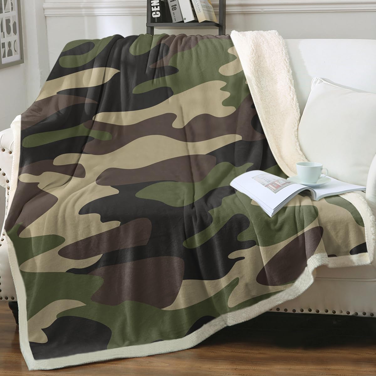 Foto 1 | Throw Blanket Sleepwish Green, Forro Polar De Camuflaje Para Niños - Venta Internacional.