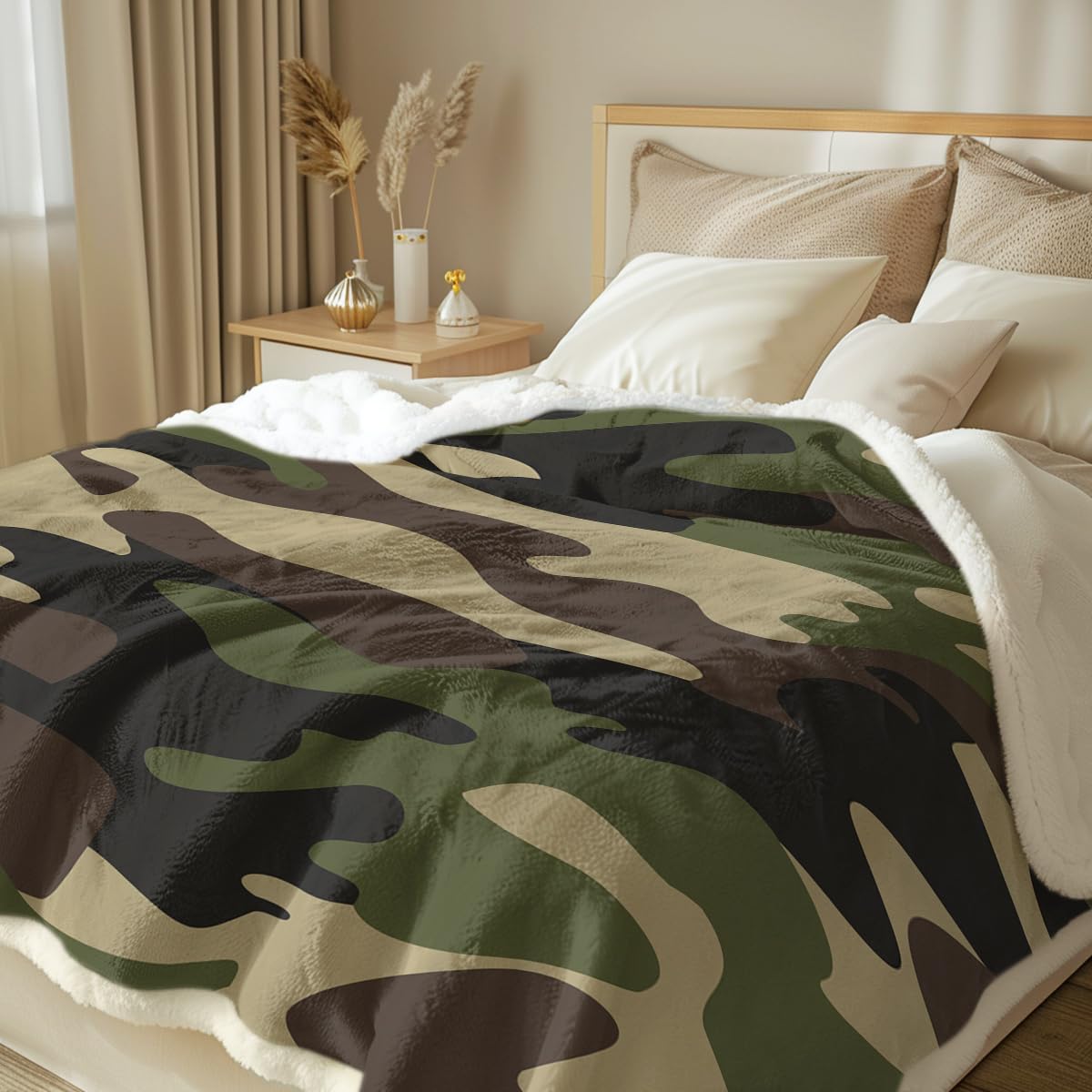 Foto 3 pulgar | Throw Blanket Sleepwish Green, Forro Polar De Camuflaje Para Niños - Venta Internacional.