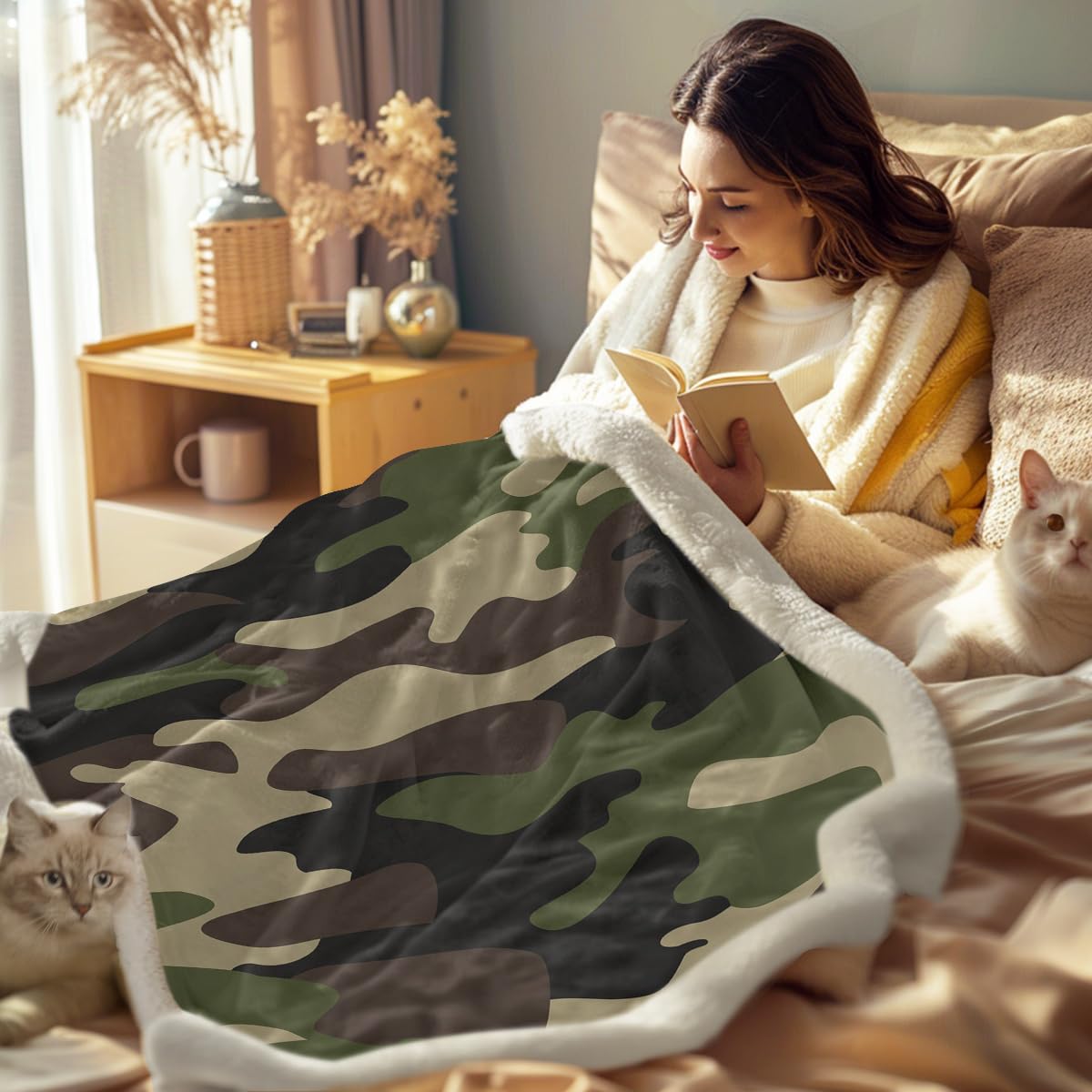Foto 4 pulgar | Throw Blanket Sleepwish Green, Forro Polar De Camuflaje Para Niños - Venta Internacional.
