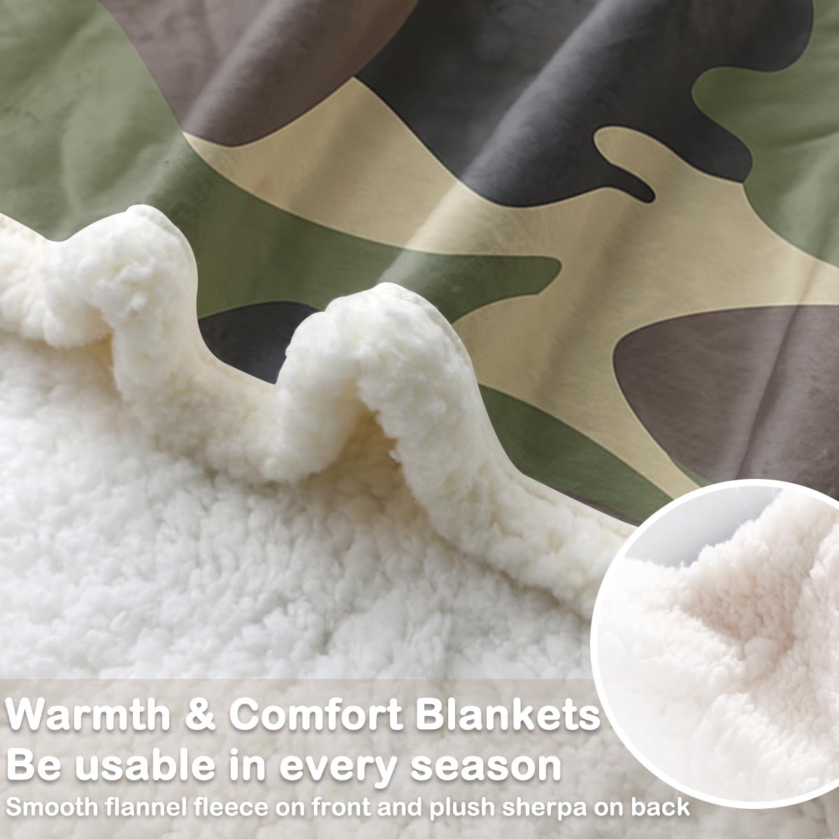 Foto 4 | Throw Blanket Sleepwish Green, Forro Polar De Camuflaje Para Niños - Venta Internacional.