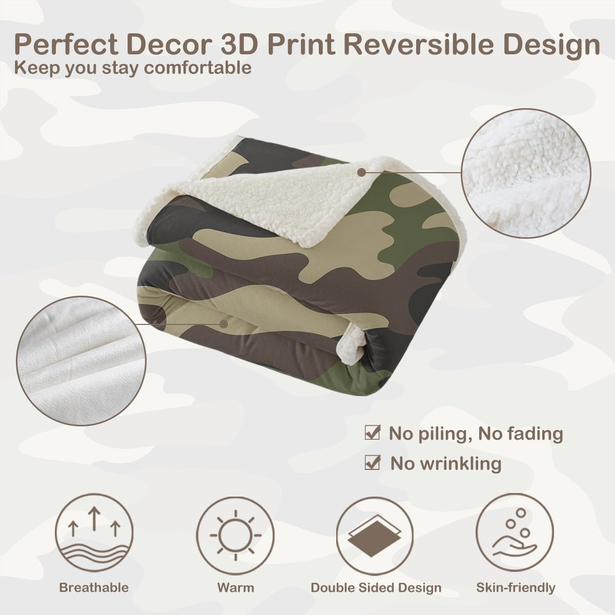 Foto 8 pulgar | Throw Blanket Sleepwish Green, Forro Polar De Camuflaje Para Niños - Venta Internacional.