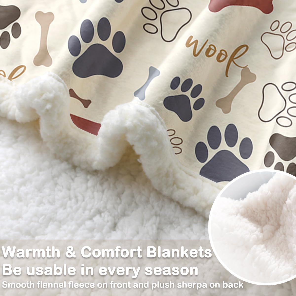 Foto 5 pulgar | Manta Polar Con Estampado De Patas Y Huesos De Perro Sleepwish - Venta Internacional.