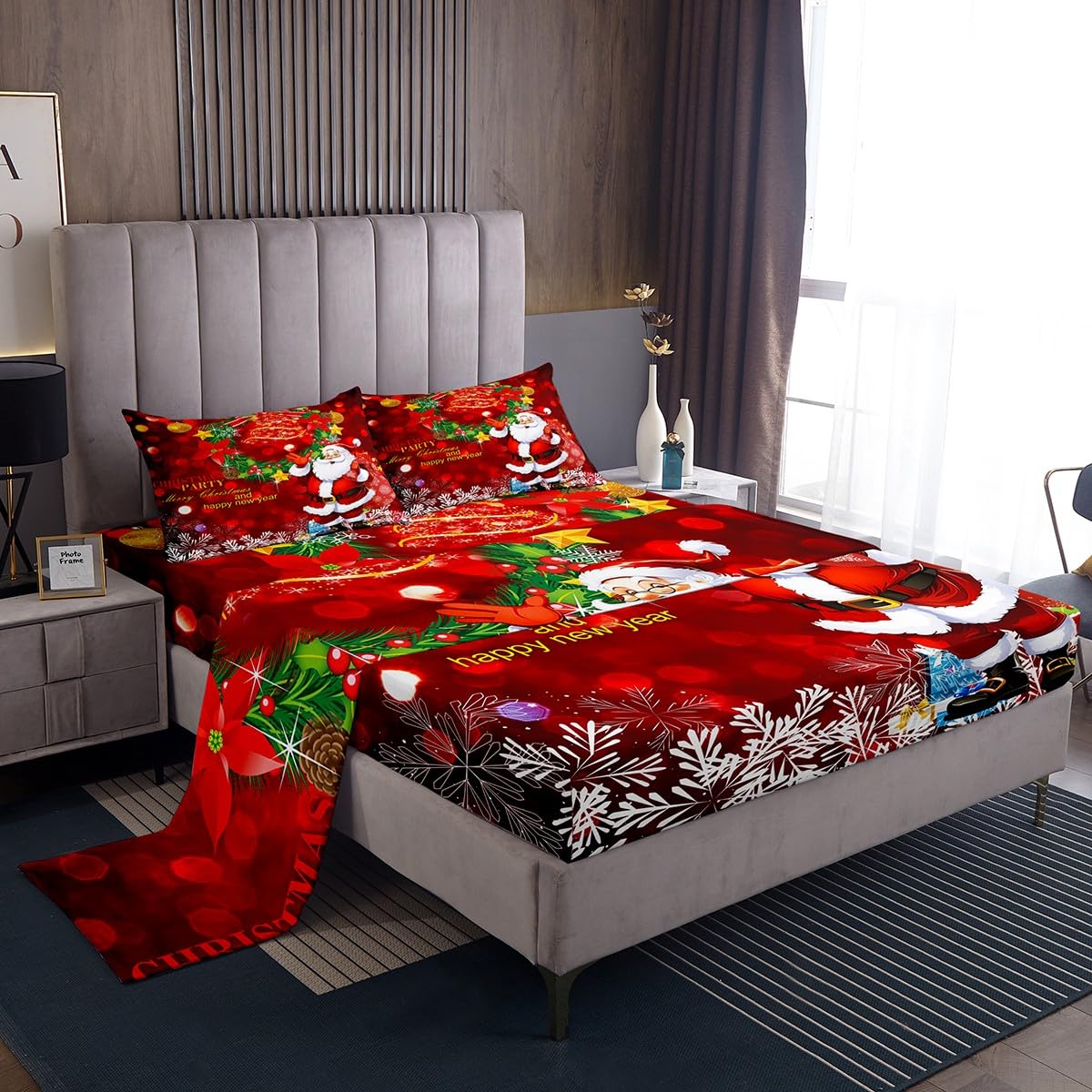 Foto 1 | Sábanas Erosebridal Papá Noel De Tamaño Completo Para Niños, Color Rojo - Venta Internacional.