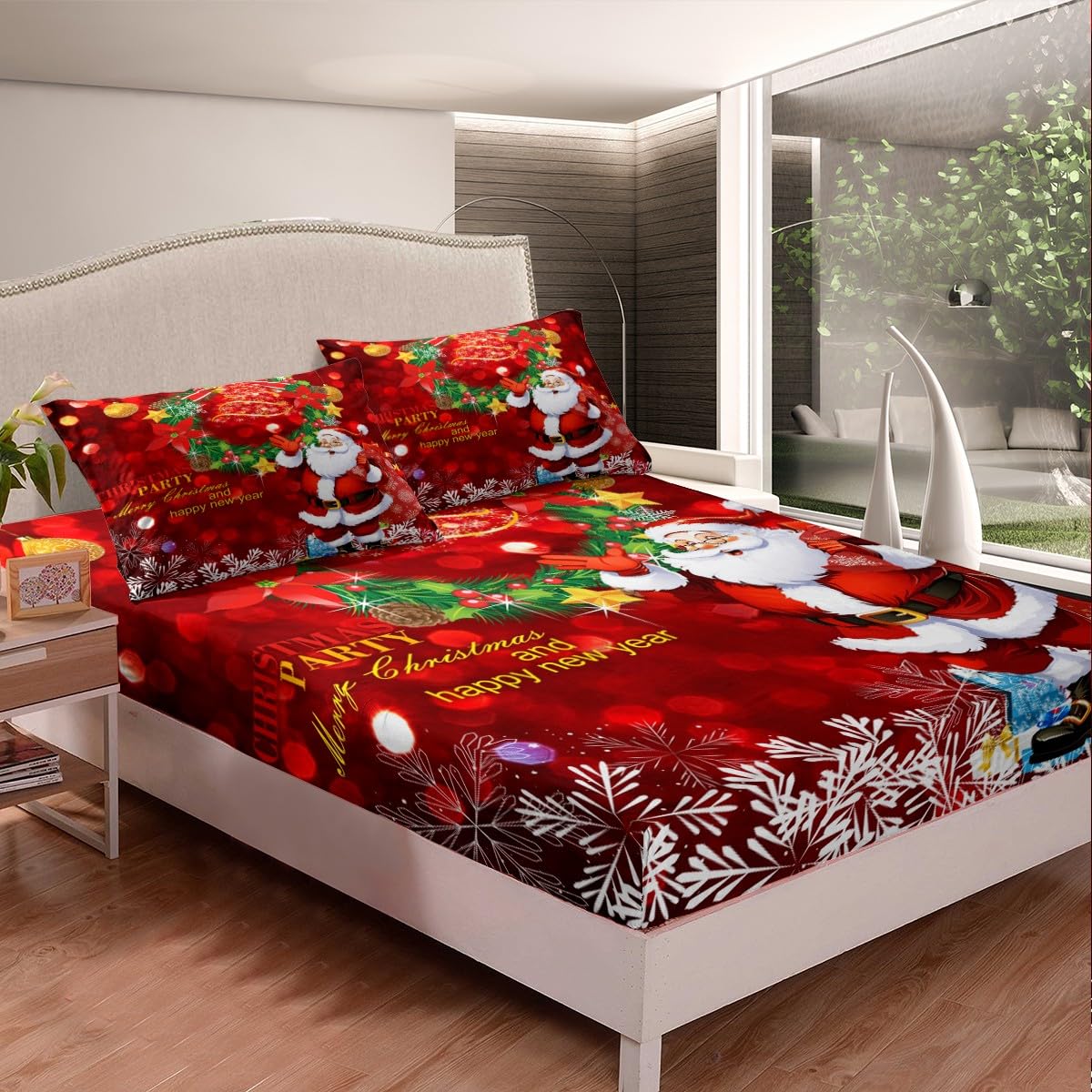 Foto 4 pulgar | Sábanas Erosebridal Papá Noel De Tamaño Completo Para Niños, Color Rojo - Venta Internacional.