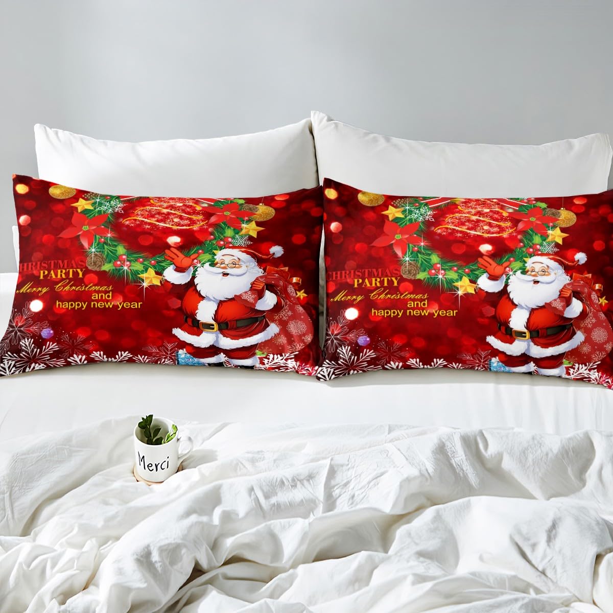 Foto 6 pulgar | Sábanas Erosebridal Papá Noel De Tamaño Completo Para Niños, Color Rojo - Venta Internacional.