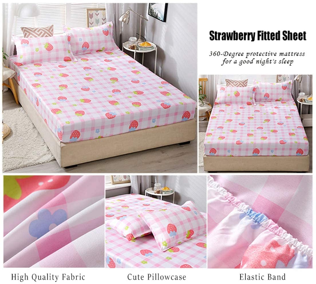 Foto 3 pulgar | Juego De Sábanas Feelyou Girls Strawberry Twin Con Funda De Almohada - Venta Internacional.