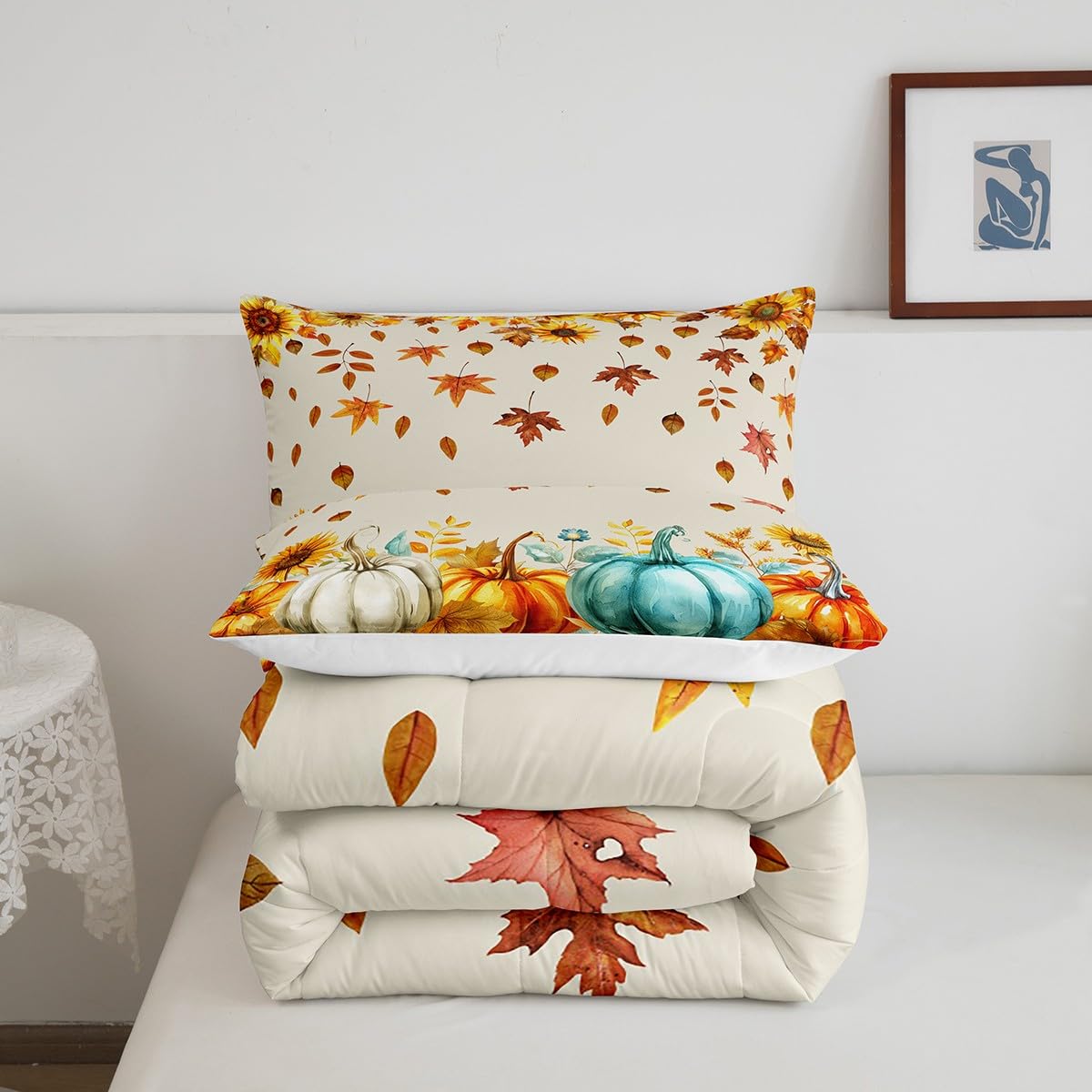 Foto 6 | Juego De Ropa De Cama Erosebridal Fall Pumpkin Twin Con Edredón Y Funda De Almohada - Venta Internacional.