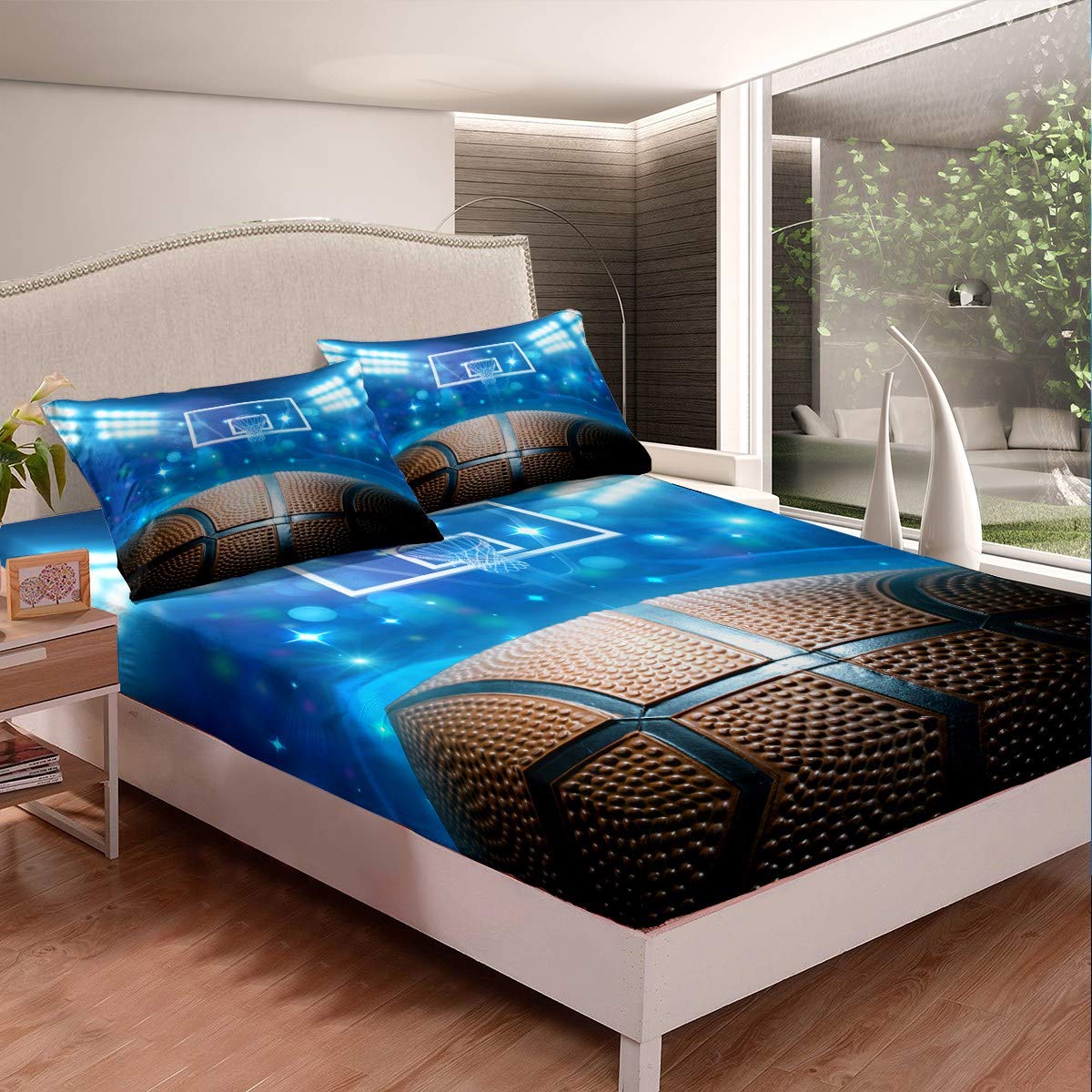 Foto 2 pulgar | Juego De Ropa De Cama Feelyou Con Estampado De Cancha De Baloncesto, Tamaño Doble - Venta Internacional.