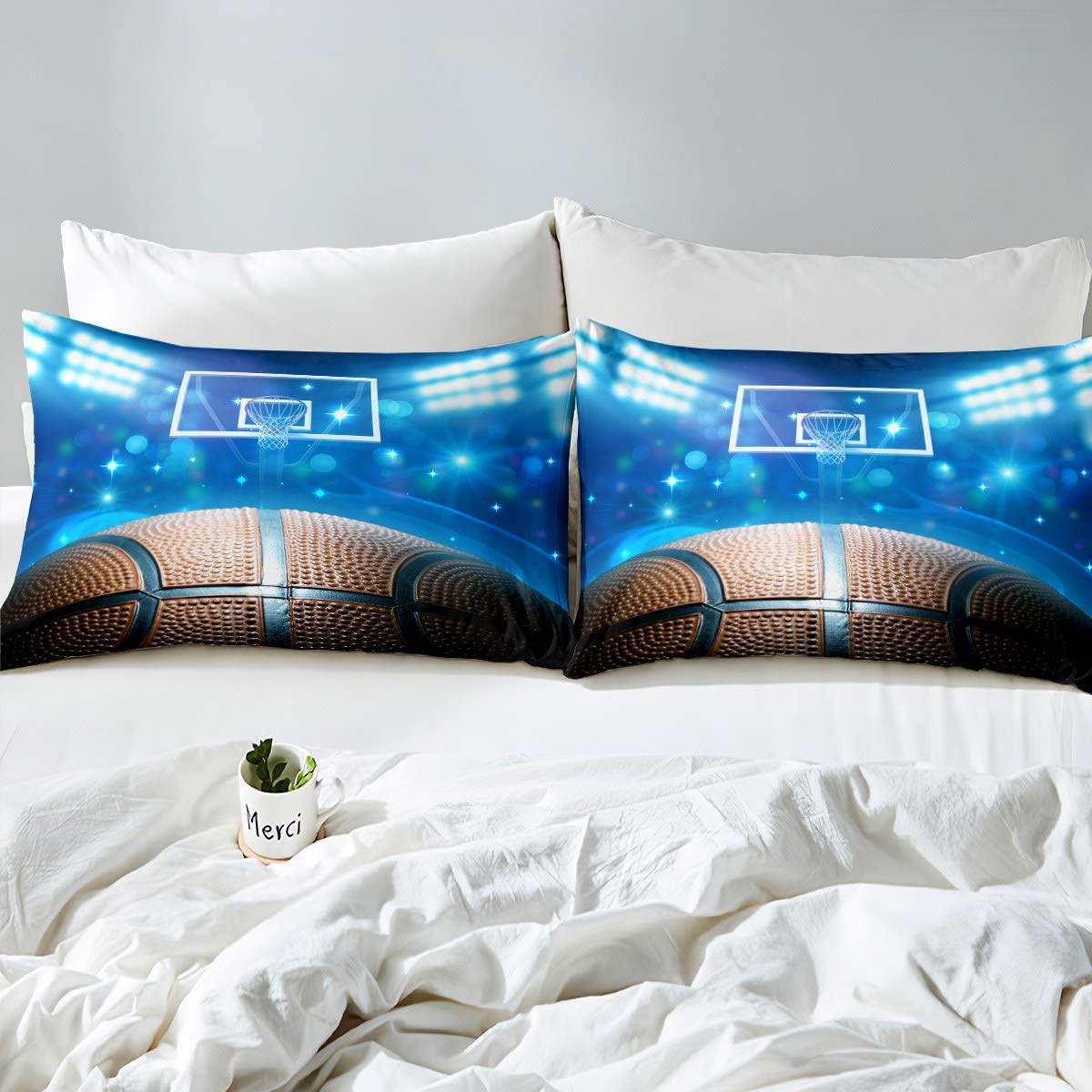 Foto 4 pulgar | Juego De Ropa De Cama Feelyou Con Estampado De Cancha De Baloncesto, Tamaño Doble - Venta Internacional.