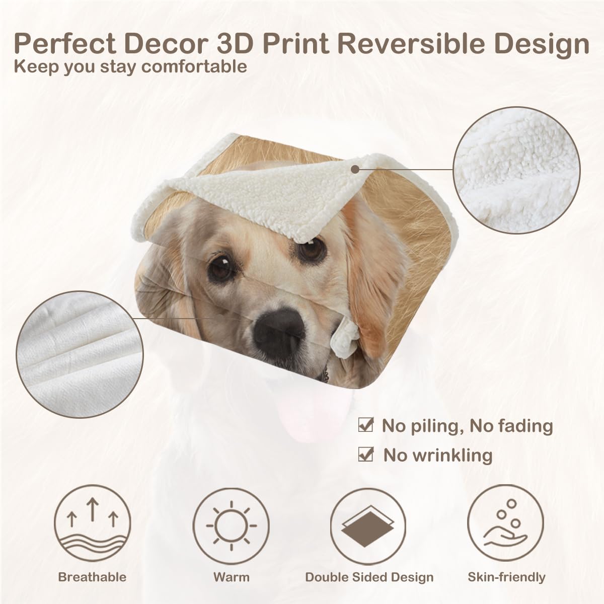 Foto 8 pulgar | Manta Polar Sleepwish Sherpa Golden Retriever 130 X 150 Cm - Venta Internacional.