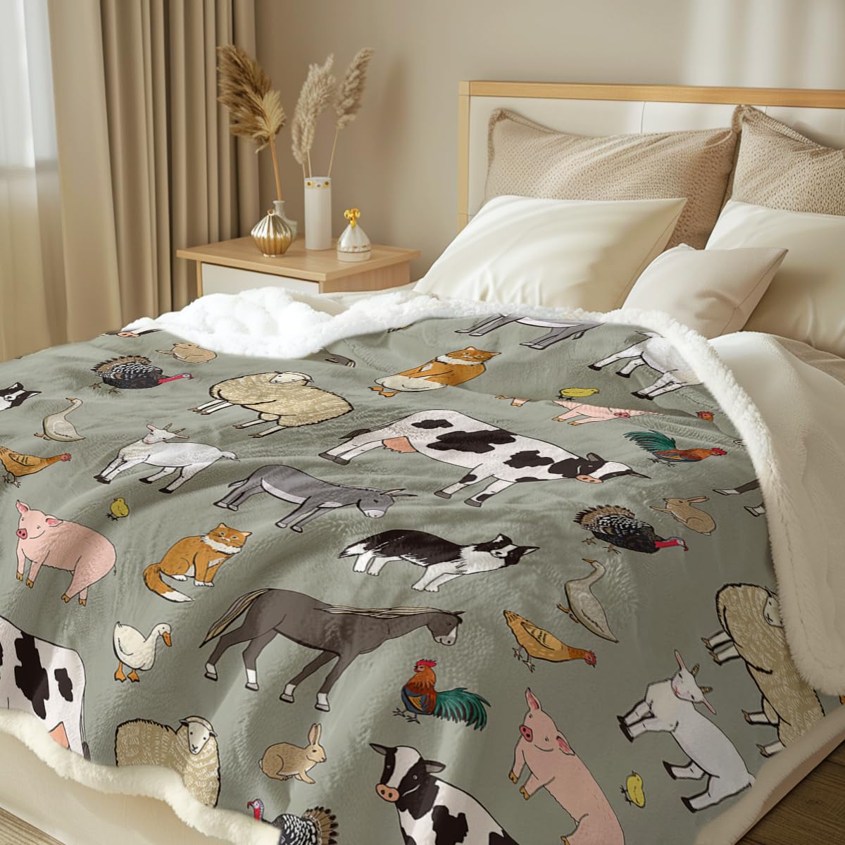 Foto 3 pulgar | Manta Polar Sleepwish Farm Animals Con Estampado De Vacas, 130 X 150 Cm - Venta Internacional.