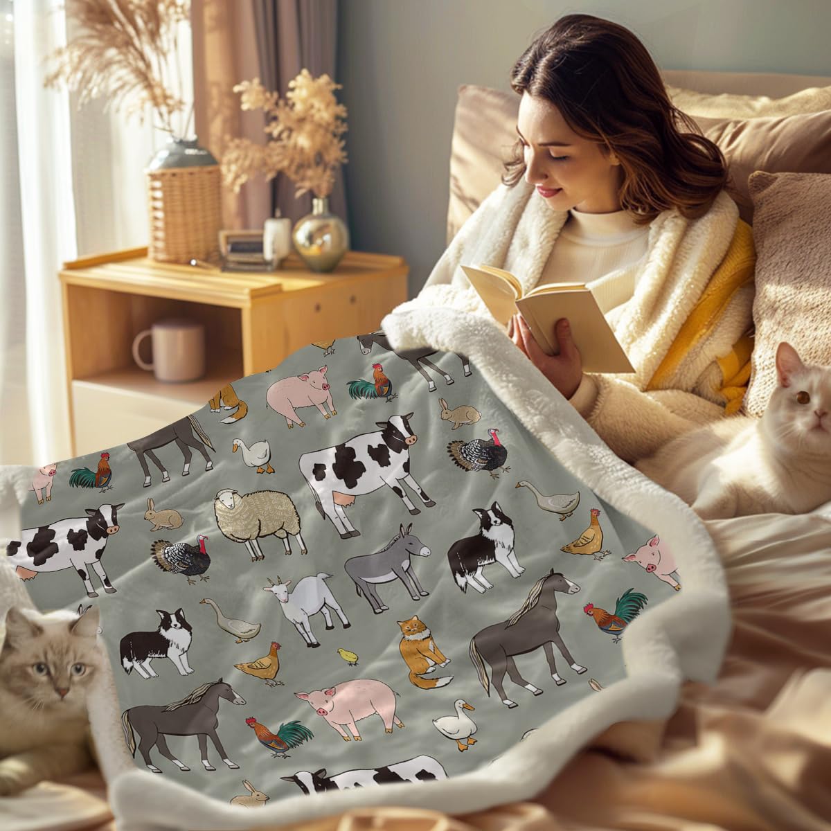Foto 4 pulgar | Manta Polar Sleepwish Farm Animals Con Estampado De Vacas, 130 X 150 Cm - Venta Internacional.