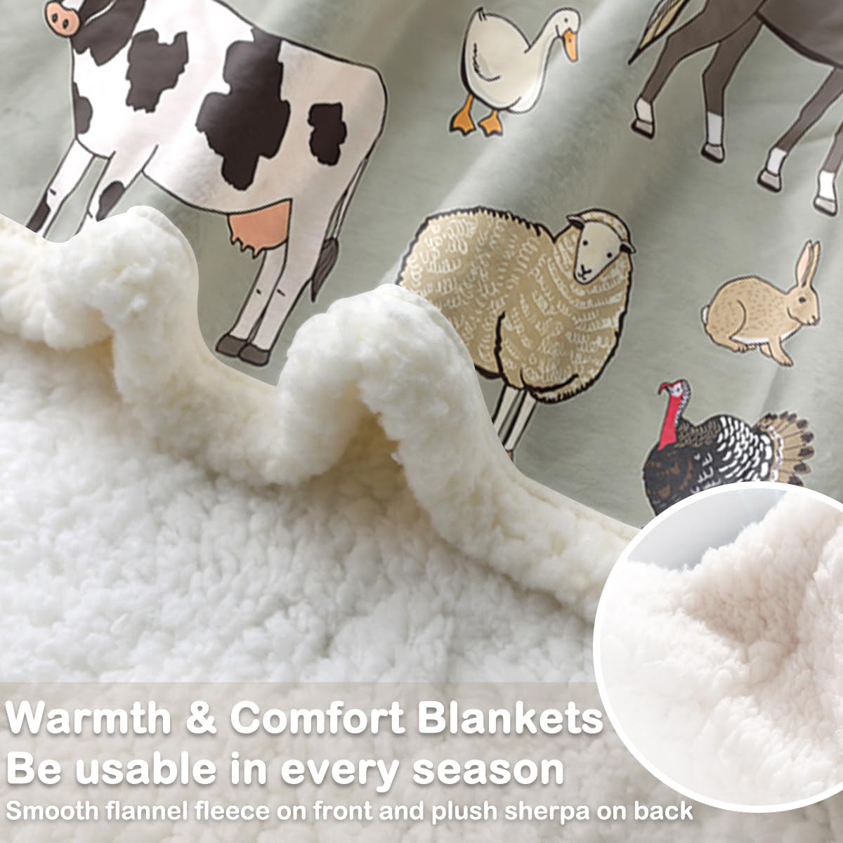 Foto 5 pulgar | Manta Polar Sleepwish Farm Animals Con Estampado De Vacas, 130 X 150 Cm - Venta Internacional.