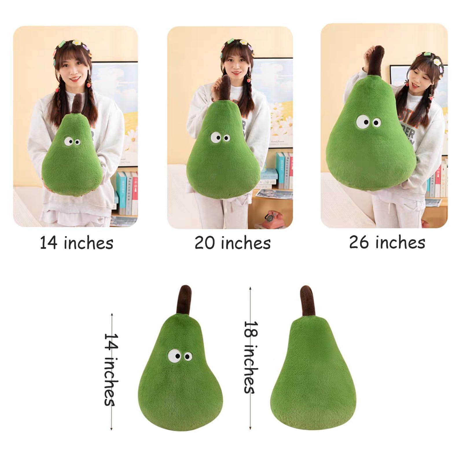 Foto 5 pulgar | Almohada De Felpa Rellena Pear Fruit Collection, 35 Cm, Color Verde - Venta Internacional.