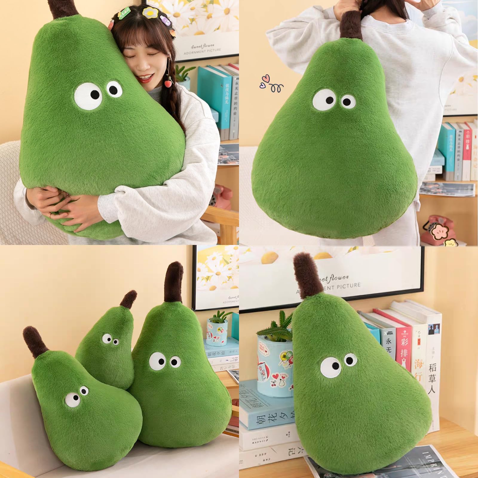 Foto 7 pulgar | Almohada De Felpa Rellena Pear Fruit Collection, 35 Cm, Color Verde - Venta Internacional.