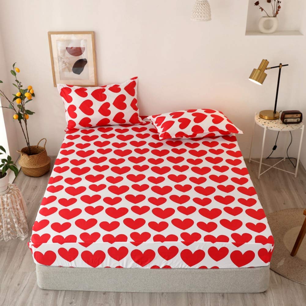 Foto 2 pulgar | Sábana Bajera Ajustable Feelyou Con Bonito Estampado De Corazón Para Niños, Talla Doble - Venta Internacional.