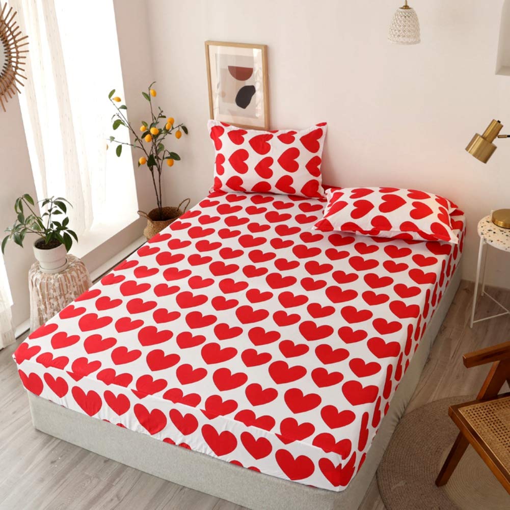 Foto 3 pulgar | Sábana Bajera Ajustable Feelyou Con Bonito Estampado De Corazón Para Niños, Talla Doble - Venta Internacional.