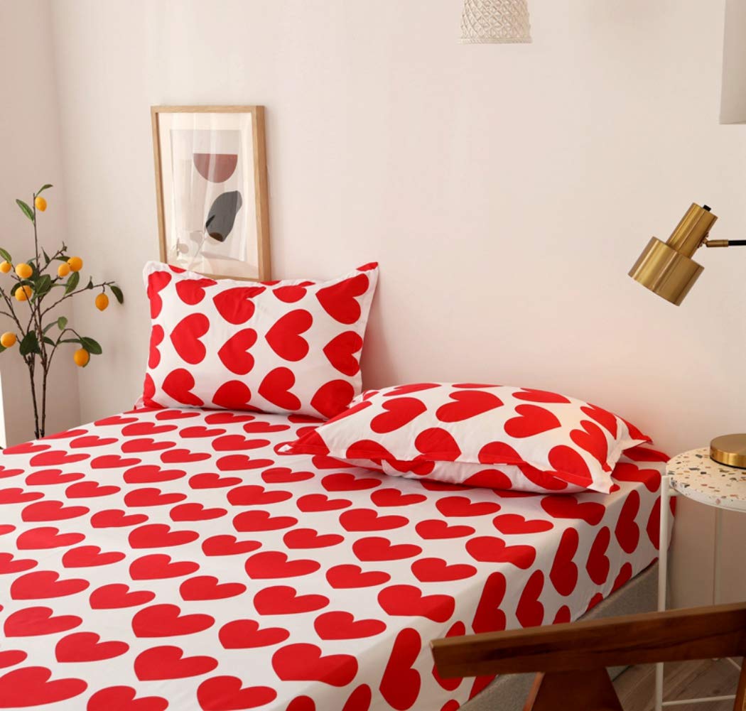 Foto 5 pulgar | Sábana Bajera Ajustable Feelyou Con Bonito Estampado De Corazón Para Niños, Talla Doble - Venta Internacional.