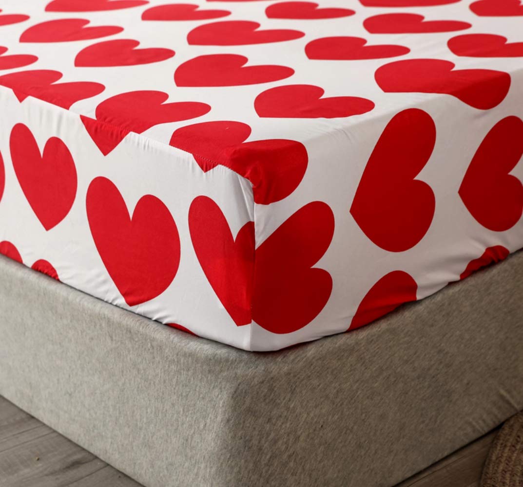 Foto 6 pulgar | Sábana Bajera Ajustable Feelyou Con Bonito Estampado De Corazón Para Niños, Talla Doble - Venta Internacional.