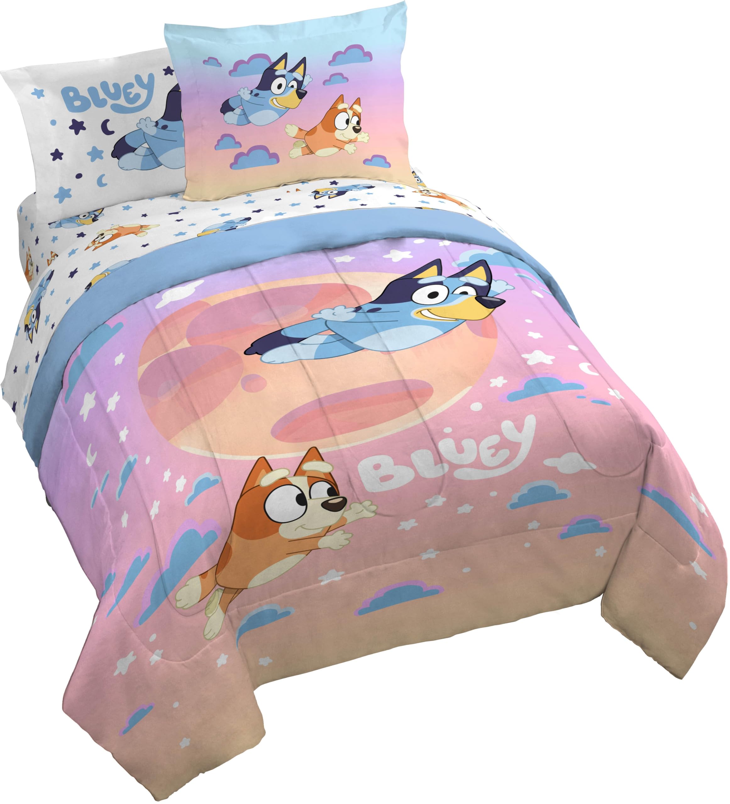 Foto 2 pulgar | Juego De Ropa De Cama Jay Franco Bluey & Bingo Queen De 7 Piezas Con Sábana - Venta Internacional.
