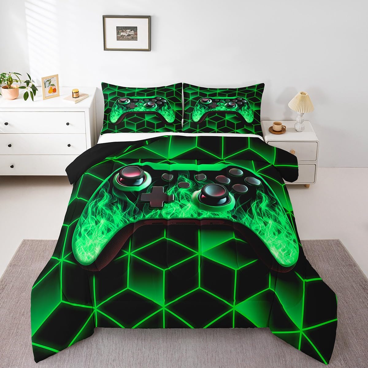 Juego de Ropa de Cama Erosebridal Green Individual y Edredón - Venta Internacional