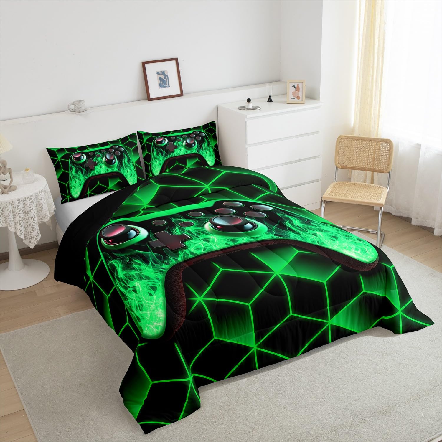 Foto 5 pulgar | Juego de Ropa de Cama Erosebridal Green Individual y Edredón - Venta Internacional