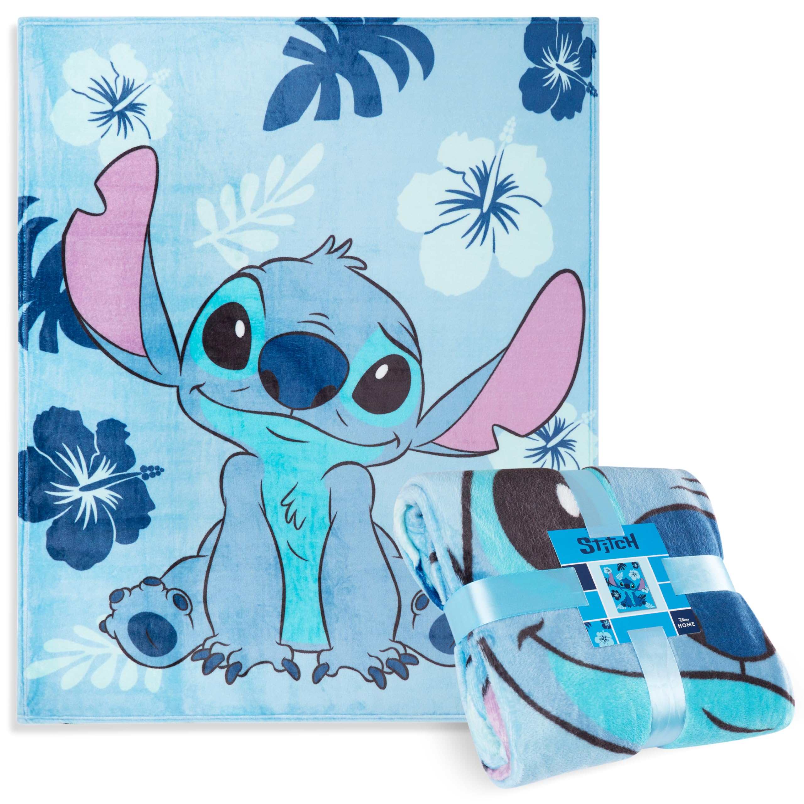 Manta Polar Disney Stitch, 150 Cm X 130 Cm, Azul Claro - Venta Internacional.