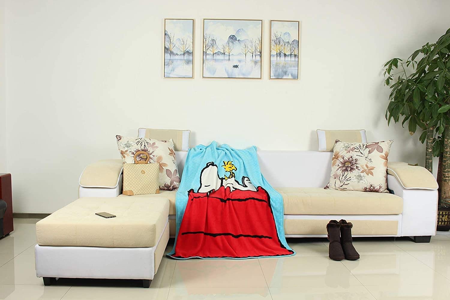 Foto 3 pulgar | Manta Polar Plateada Con Diseño De Búfalos Y Cacahuetes Snoopy, 115 X 152 Cm - Venta Internacional.