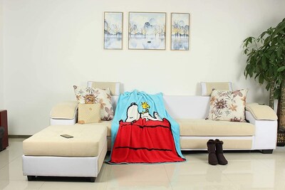 Foto 2 | Manta Polar Plateada Con Diseño De Búfalos Y Cacahuetes Snoopy, 115 X 152 Cm - Venta Internacional.