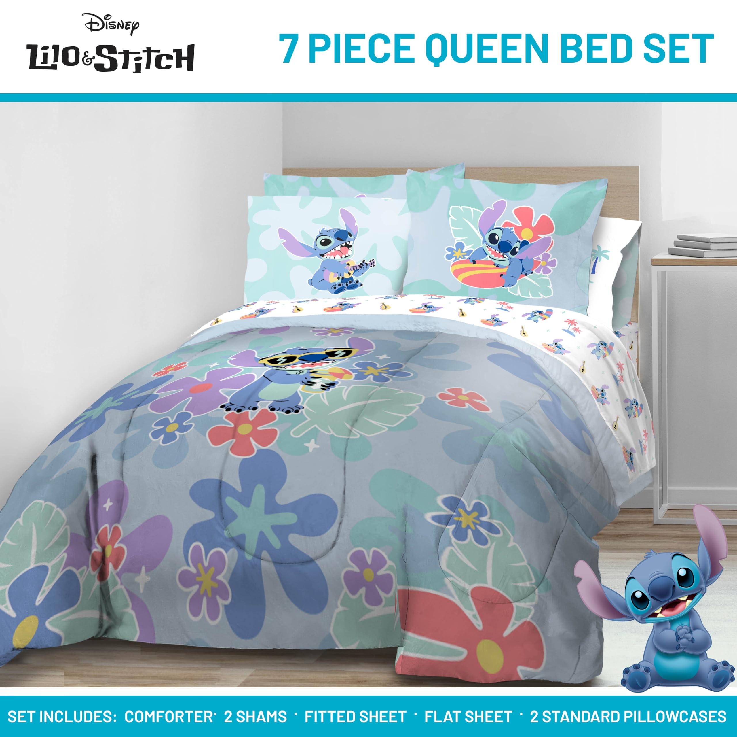 Foto 3 pulgar | Juego De Ropa De Cama Jay Franco Disney Lilo And Stitch Tamaño Queen - Venta Internacional.