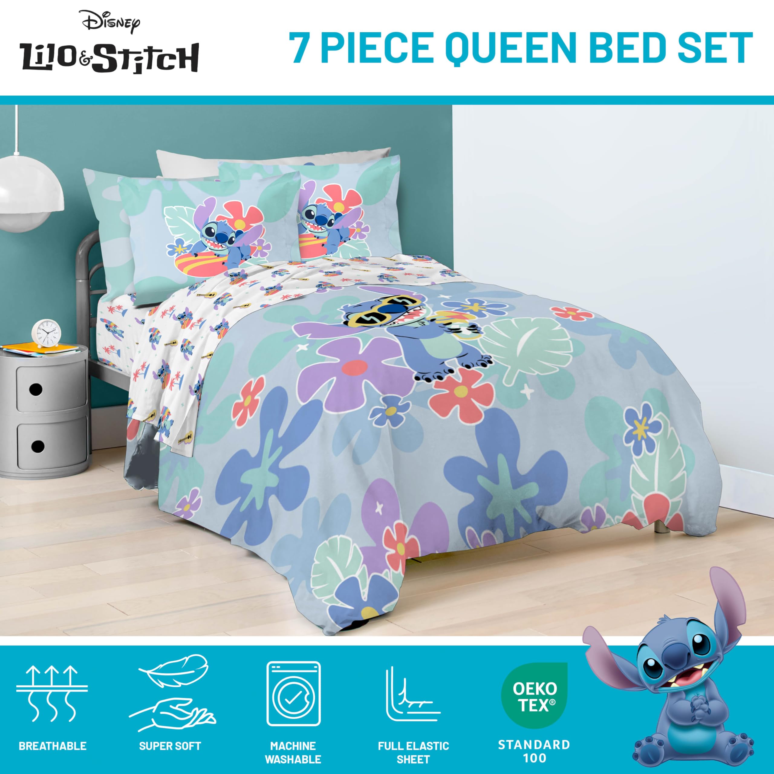 Foto 5 pulgar | Juego De Ropa De Cama Jay Franco Disney Lilo And Stitch Tamaño Queen - Venta Internacional.