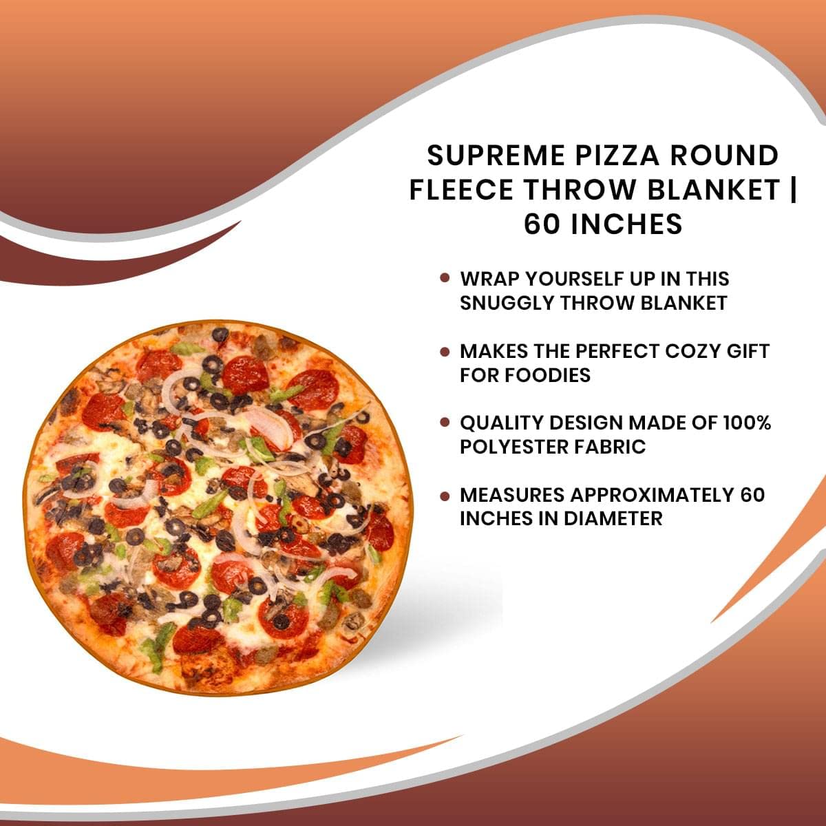Foto 8 pulgar | Manta Polar Toynk Supreme Pizza De 150 Cm De Diámetro - Venta Internacional.