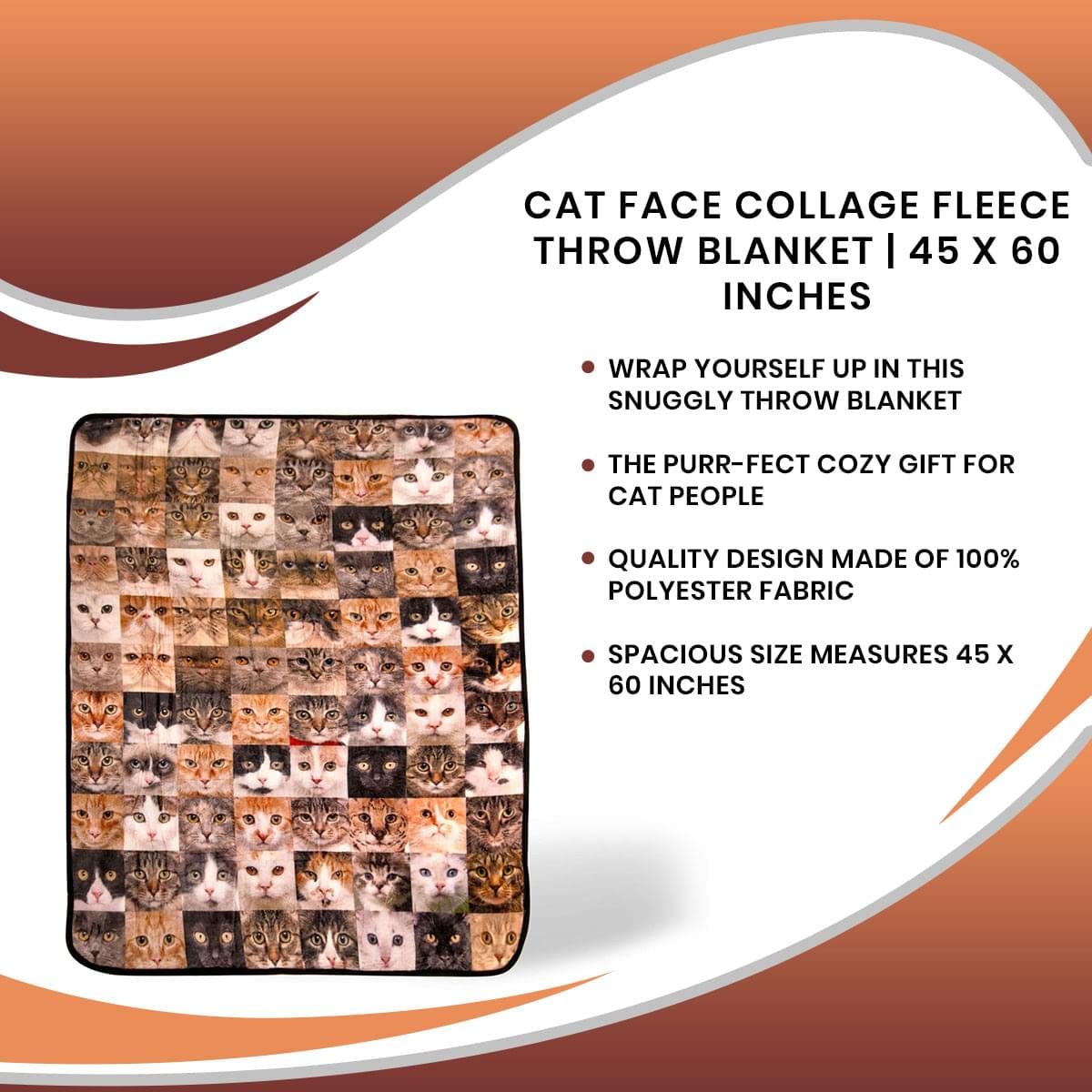 Foto 8 pulgar | Manta Polar Toynk Cat Face Collage, 114 X 152 Cm - Venta Internacional.