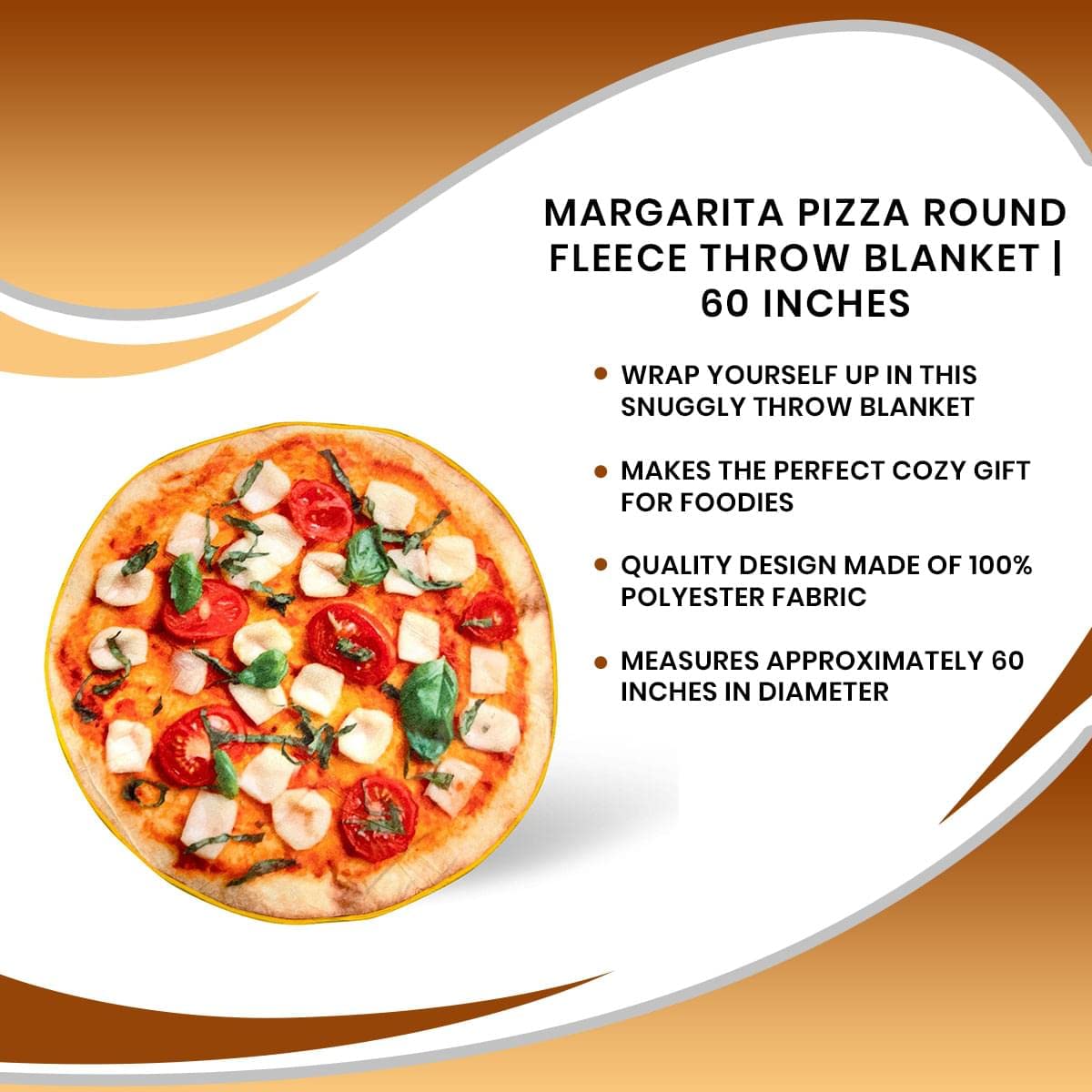 Foto 8 pulgar | Manta Polar Toynk Margarita Pizza De 150 Cm De Diámetro - Venta Internacional.
