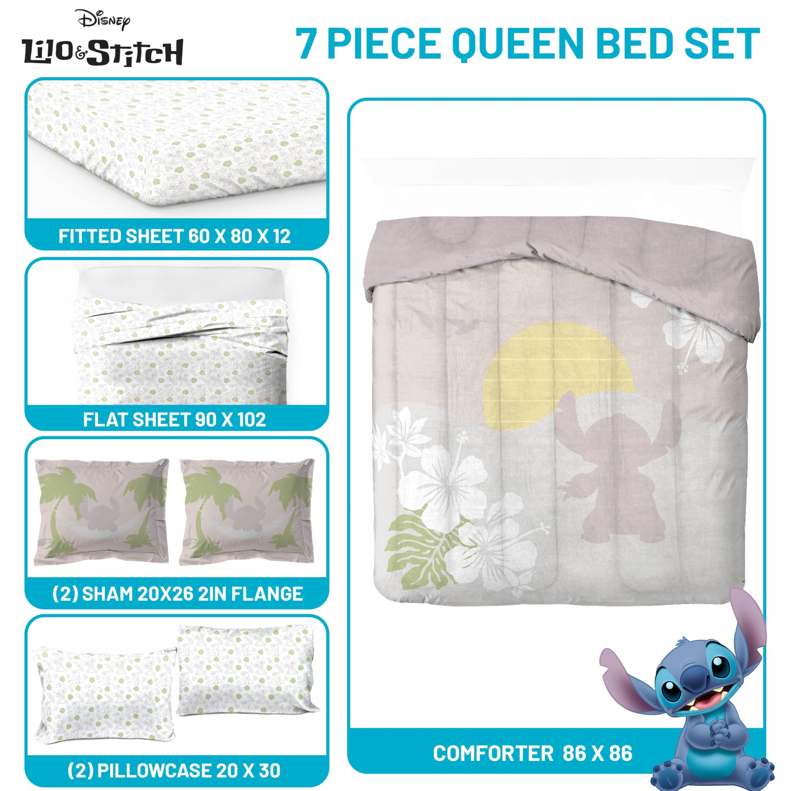 Foto 4 pulgar | Juego De Ropa De Cama Jay Franco Disney Lilo And Stitch Tamaño Queen - Venta Internacional.