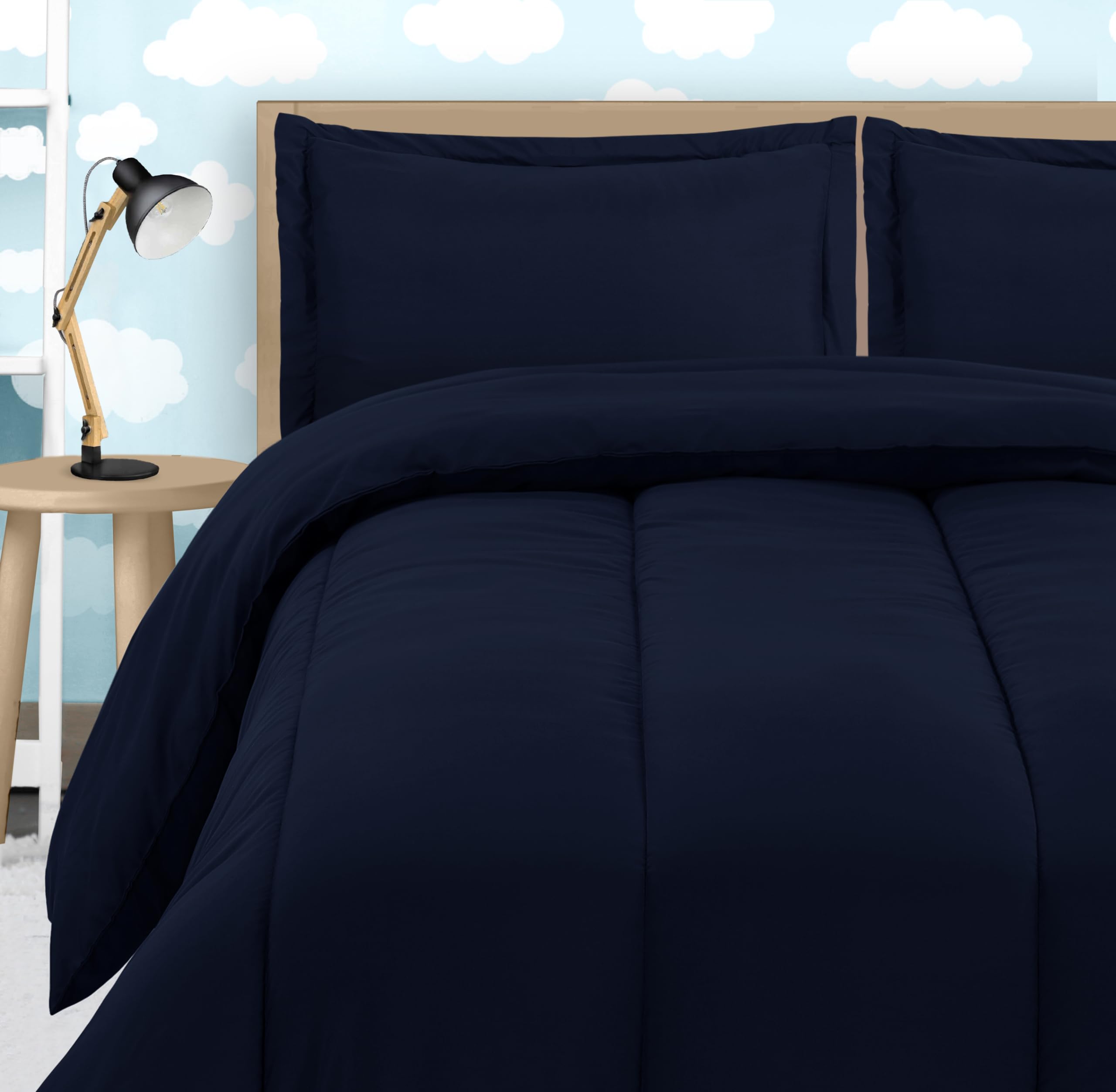 Juego De Edredón Utopia Bedding Para Todas Las Estaciones, Microfibra, Azul Marino, Doble - Venta Internacional.