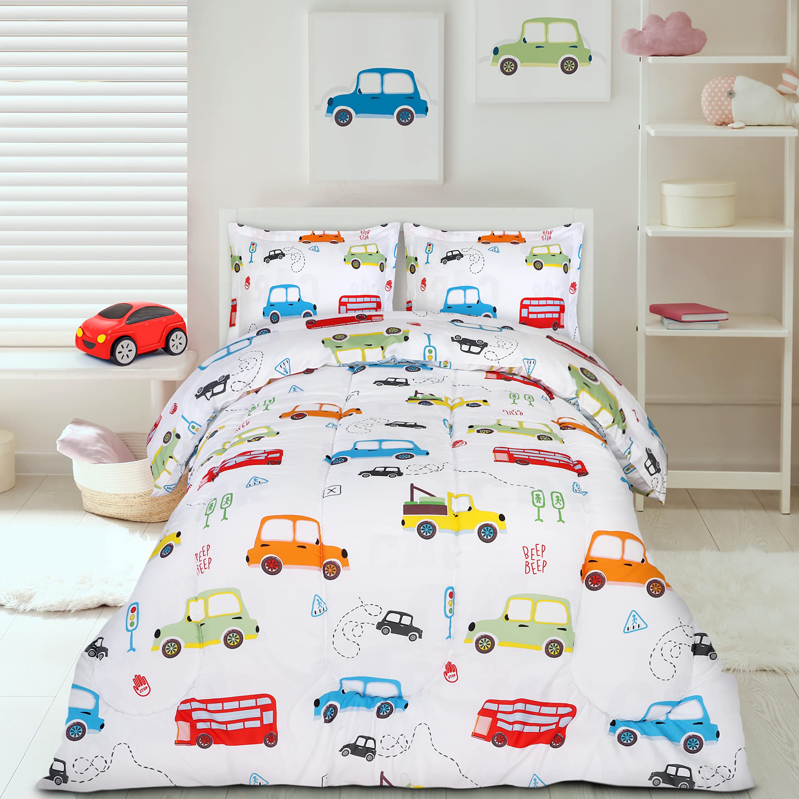 Foto 4 | Juego De Edredón Utopia Bedding All Season Car Para Niños Con 2 Camas - Venta Internacional.