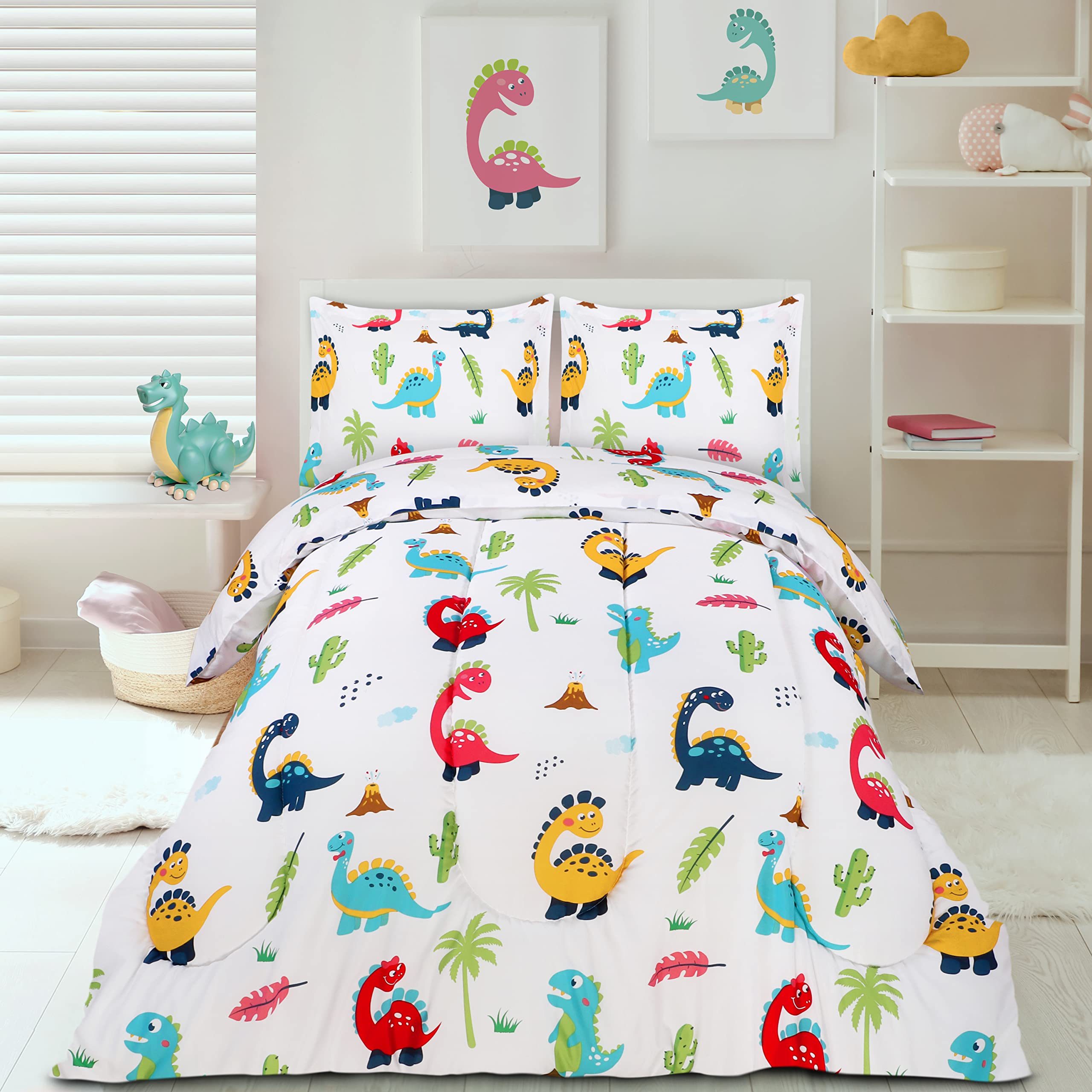 Foto 5 pulgar | Juego De Edredón Utopia Bedding Para Todas Las Estaciones Con Diseño De Dinosaurio, Doble, 3 Piezas - Venta Internac