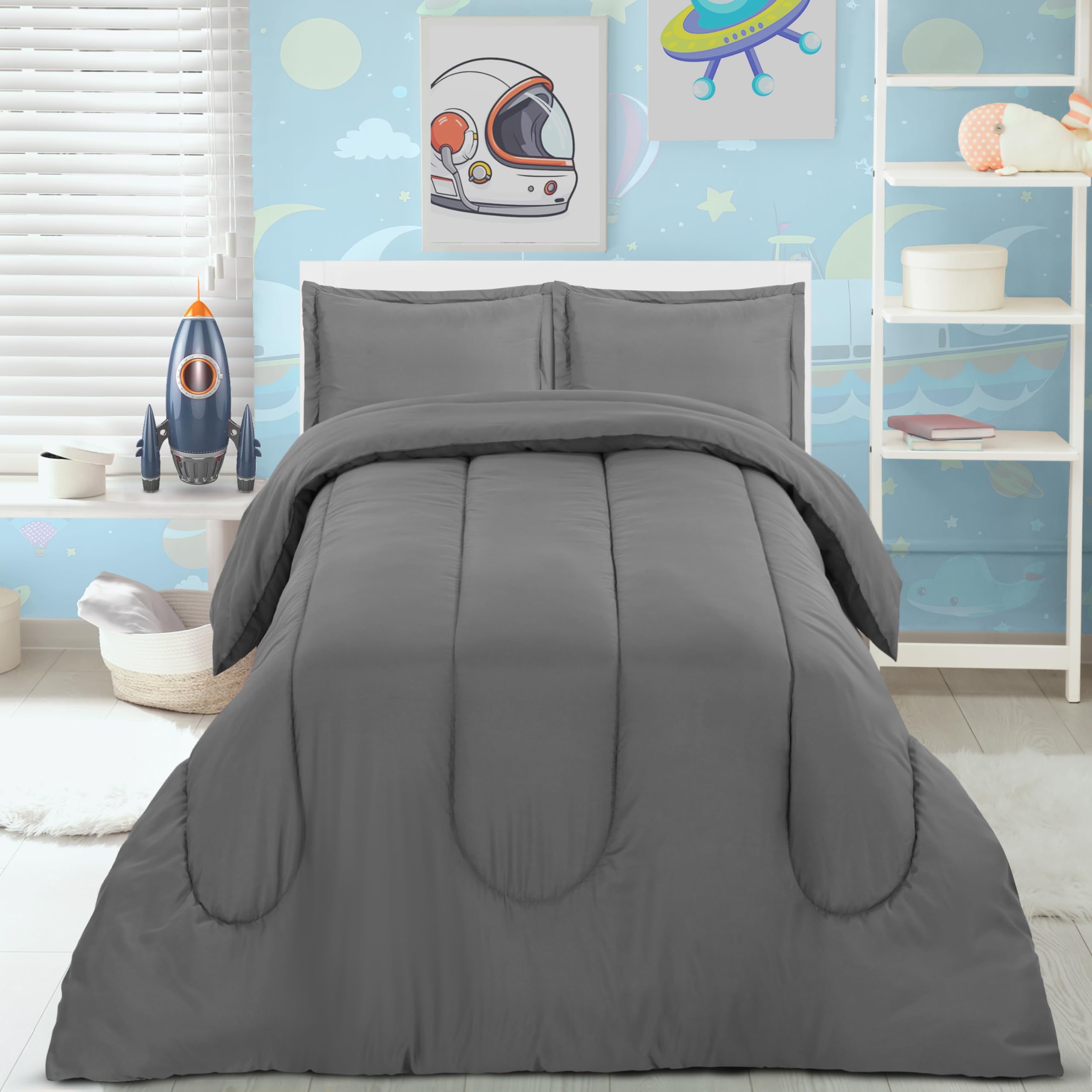 Foto 5 pulgar | Juego De Edredón Utopia Bedding Para Todas Las Estaciones, Gris, Doble Con 2 Fundas - Venta Internacional.