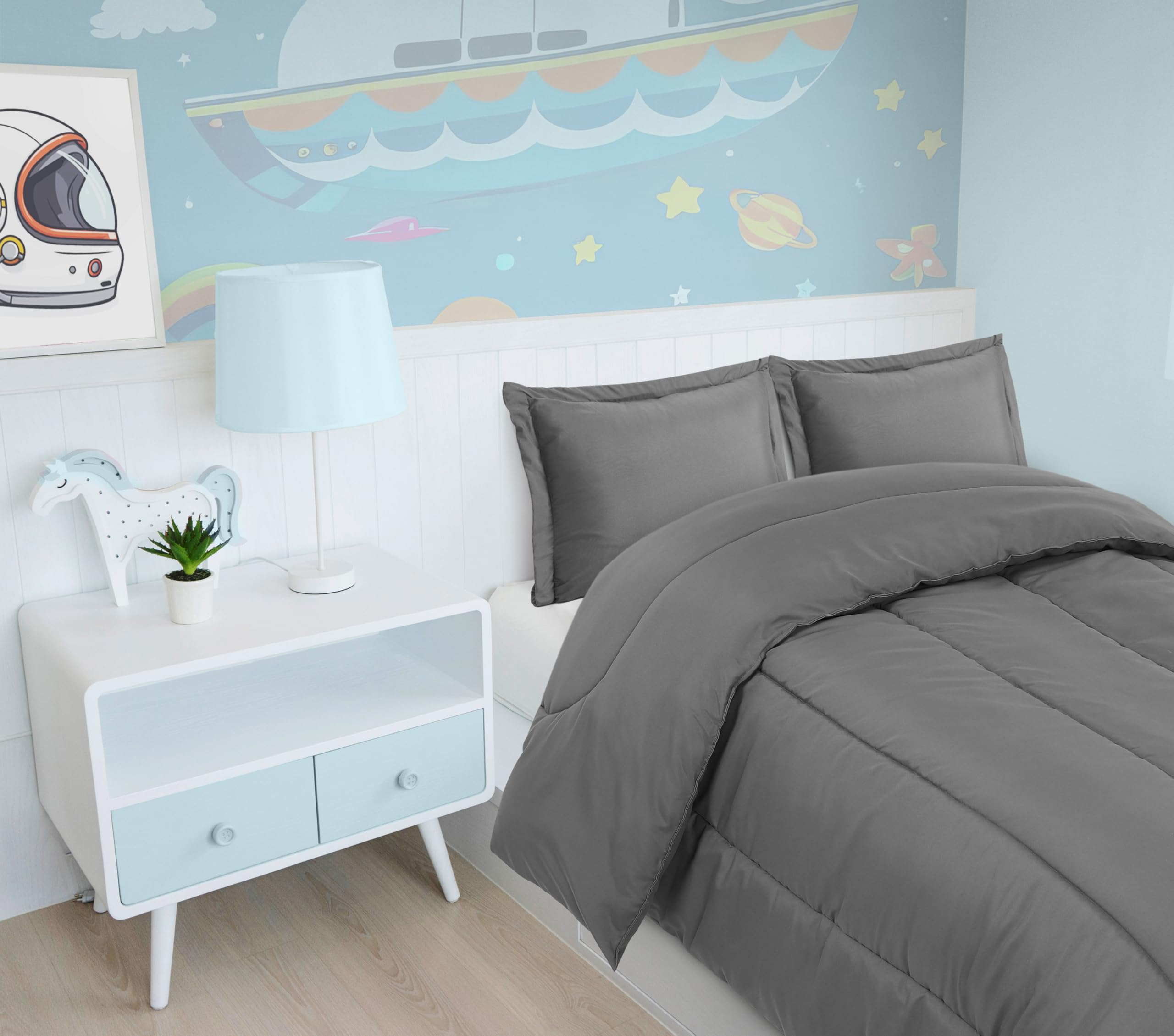 Foto 6 pulgar | Juego De Edredón Utopia Bedding Para Todas Las Estaciones, Gris, Doble Con 2 Fundas - Venta Internacional.
