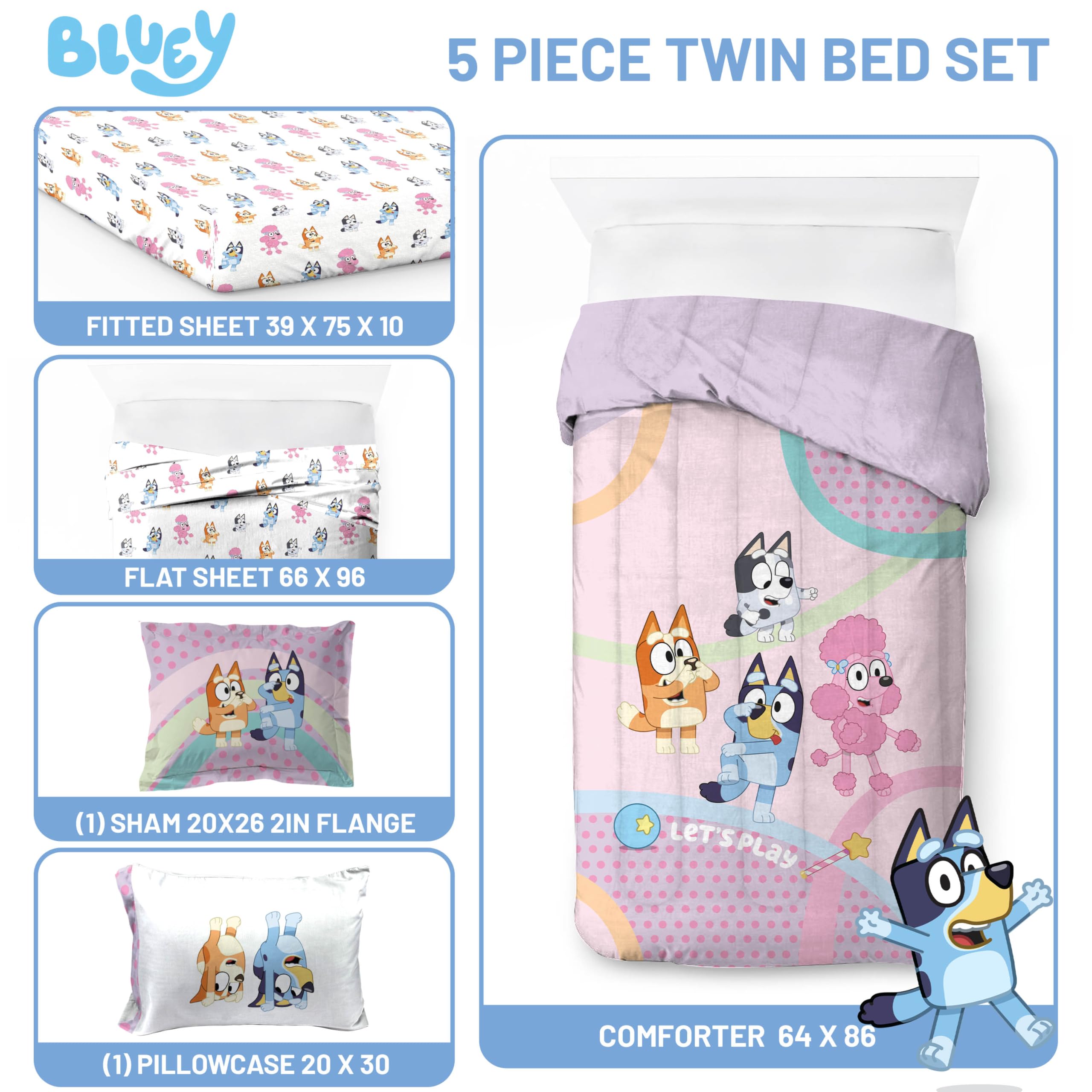 Foto 4 pulgar | Juego De Edredón Jay Franco Bluey Para Ropa De Cama Doble, 5 Piezas - Venta Internacional.